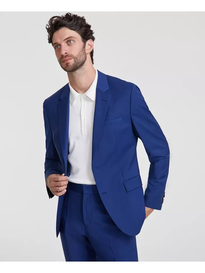 Мужской современный приталенный пиджак из смесовой шерсти Hugo Boss
