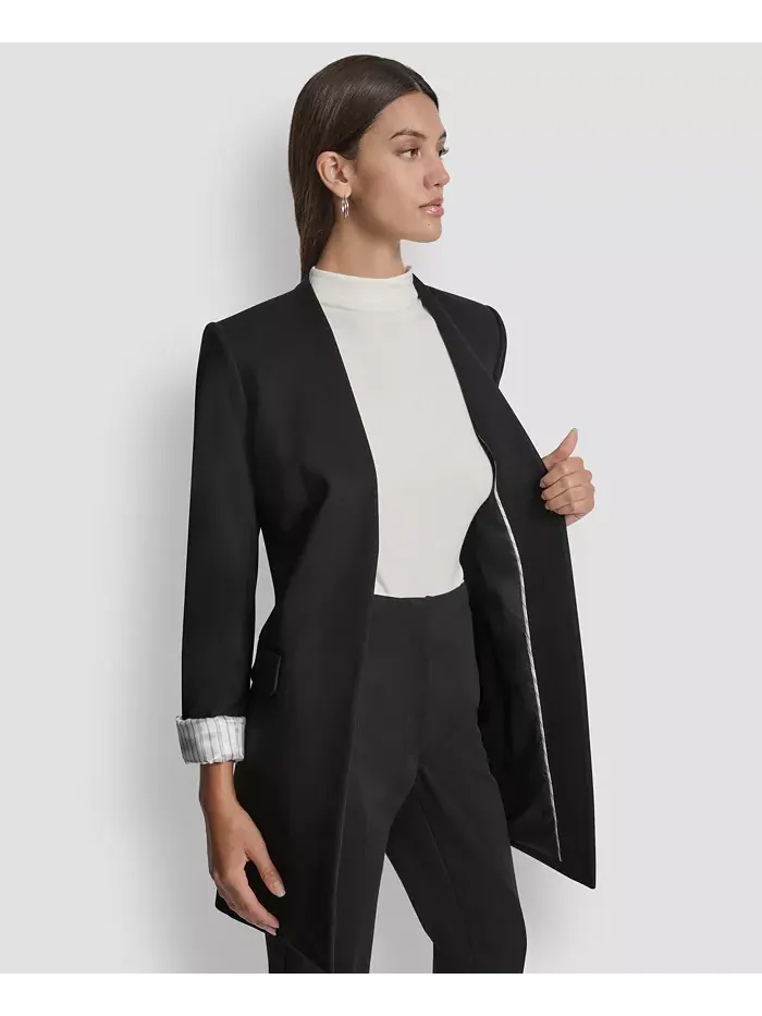 Женская куртка без воротника с открытым передом DKNY — изображение 4 из 5, черный