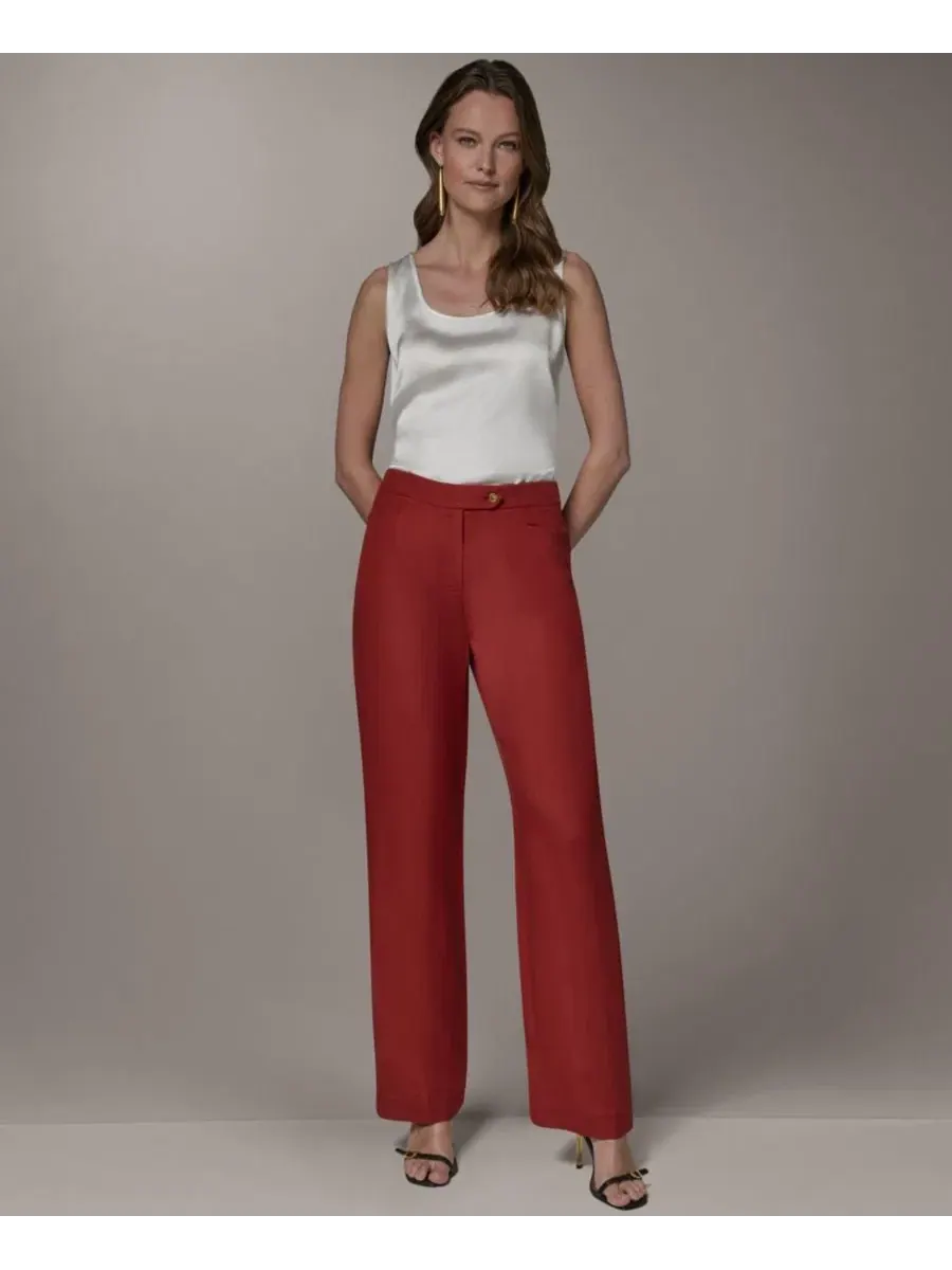 Брюки прямого кроя с завышенной талией Donna Karan New York — изображение 2 из 8, коричневый