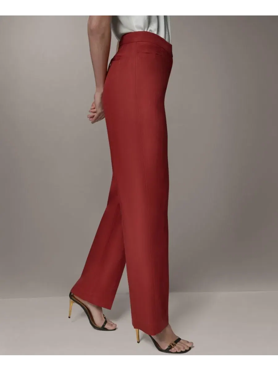 Брюки прямого кроя с завышенной талией Donna Karan New York — изображение 3 из 8, коричневый