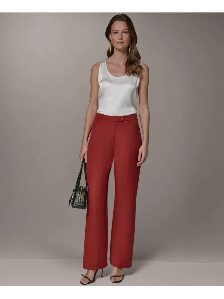 Брюки прямого кроя с завышенной талией Donna Karan New York — изображение 6 из 8, коричневый