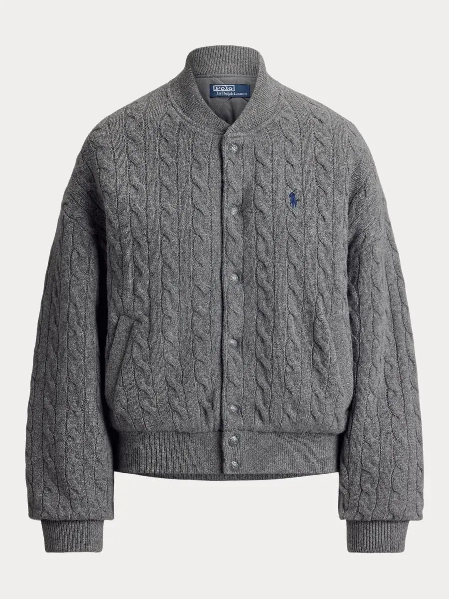 Женский жакет с воротником-стойкой и косами Polo Ralph Lauren — изображение 5 из 6, серый
