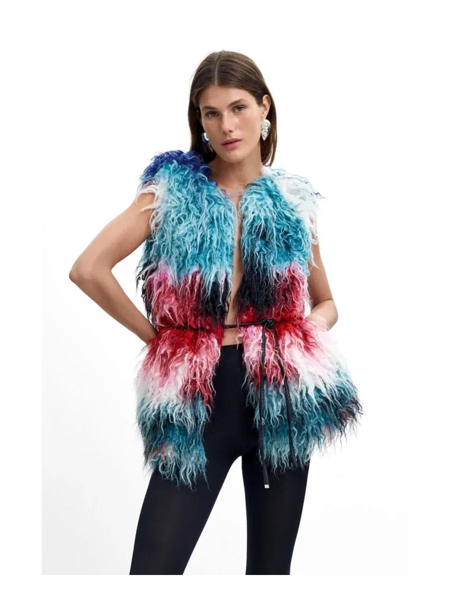 Женское пальто из искусственного меха с поясом M.C. Lacroix Desigual