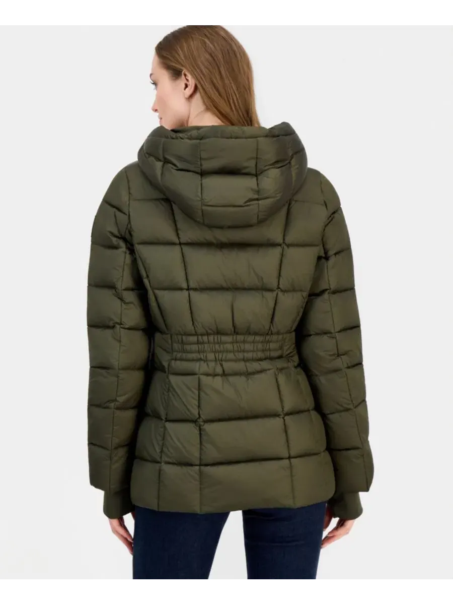 Пуховик Calvin Klein с капюшоном и кулиской — изображение 3 из 3, оливковый
