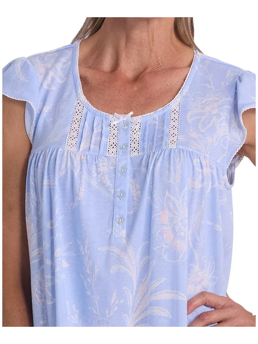 Ночная рубашка с коротким рукавом и принтом Blue Wildflowers Miss Elaine — изображение 2 из 3, синий