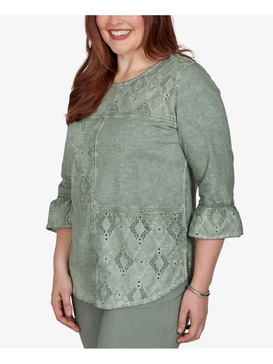 Блузка с цельнокроеными панелями и изогнутым низом Petite Provence Tonal Spliced Patchwork Alfred — изображение 2 из 6