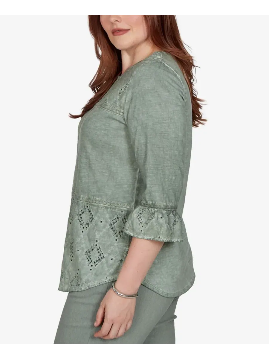 Блузка с цельнокроеными панелями и изогнутым низом Petite Provence Tonal Spliced Patchwork Alfred — изображение 3 из 6