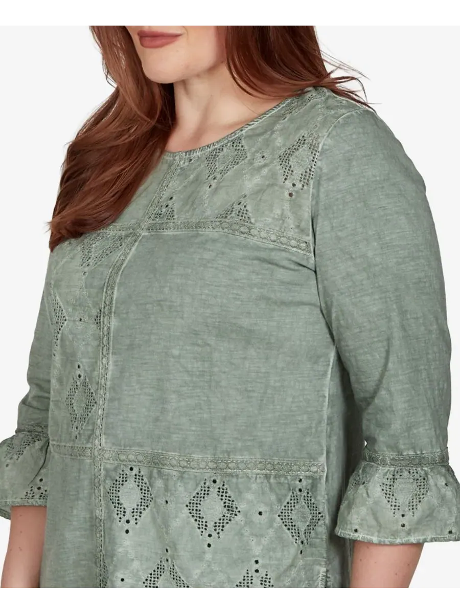 Блузка с цельнокроеными панелями и изогнутым низом Petite Provence Tonal Spliced Patchwork Alfred — изображение 4 из 6