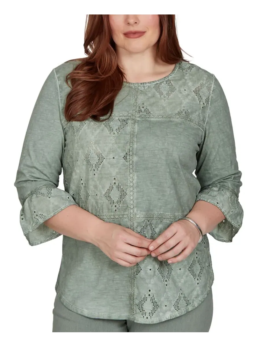 Блузка с цельнокроеными панелями и изогнутым низом Petite Provence Tonal Spliced Patchwork Alfred — изображение 6 из 6