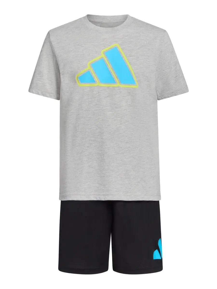 Комплект из футболки и шорт для мальчика, с длинным рукавом, 2 предмета adidas — изображение 3 из 6, серый
