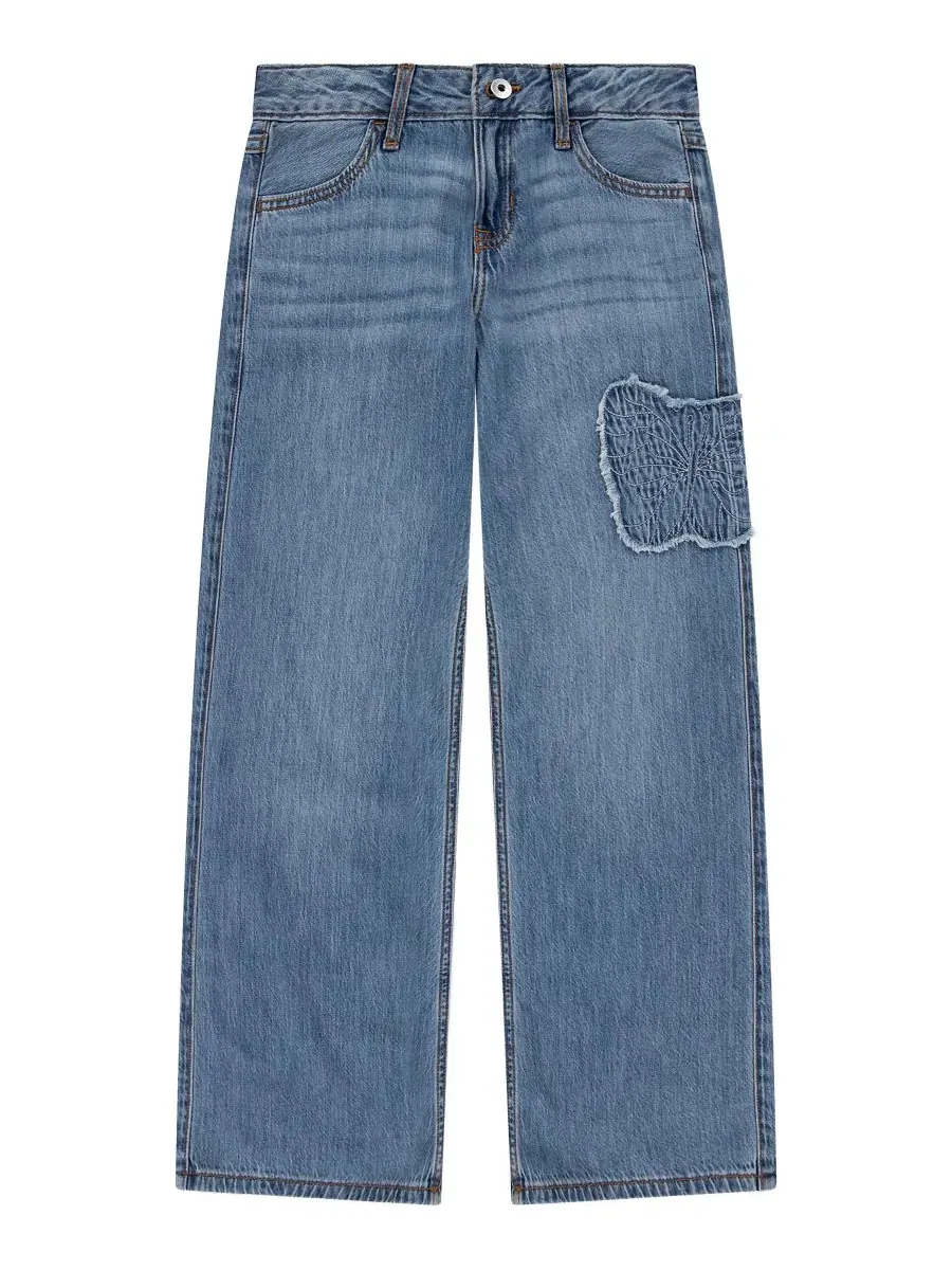 Детские джинсы свободного кроя с принтом бабочки abercrombie kids