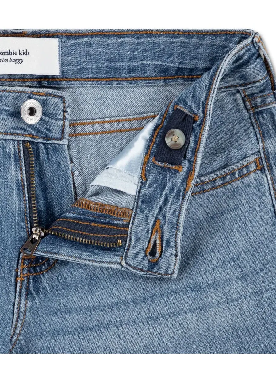 Детские джинсы свободного кроя с принтом бабочки abercrombie kids — изображение 3 из 5, синий