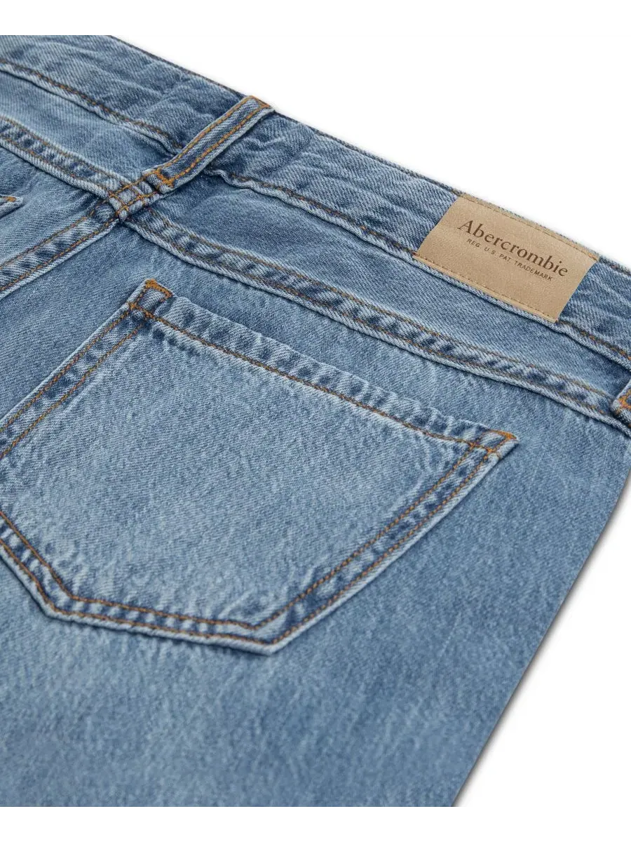 Детские джинсы свободного кроя с принтом бабочки abercrombie kids — изображение 4 из 5, синий