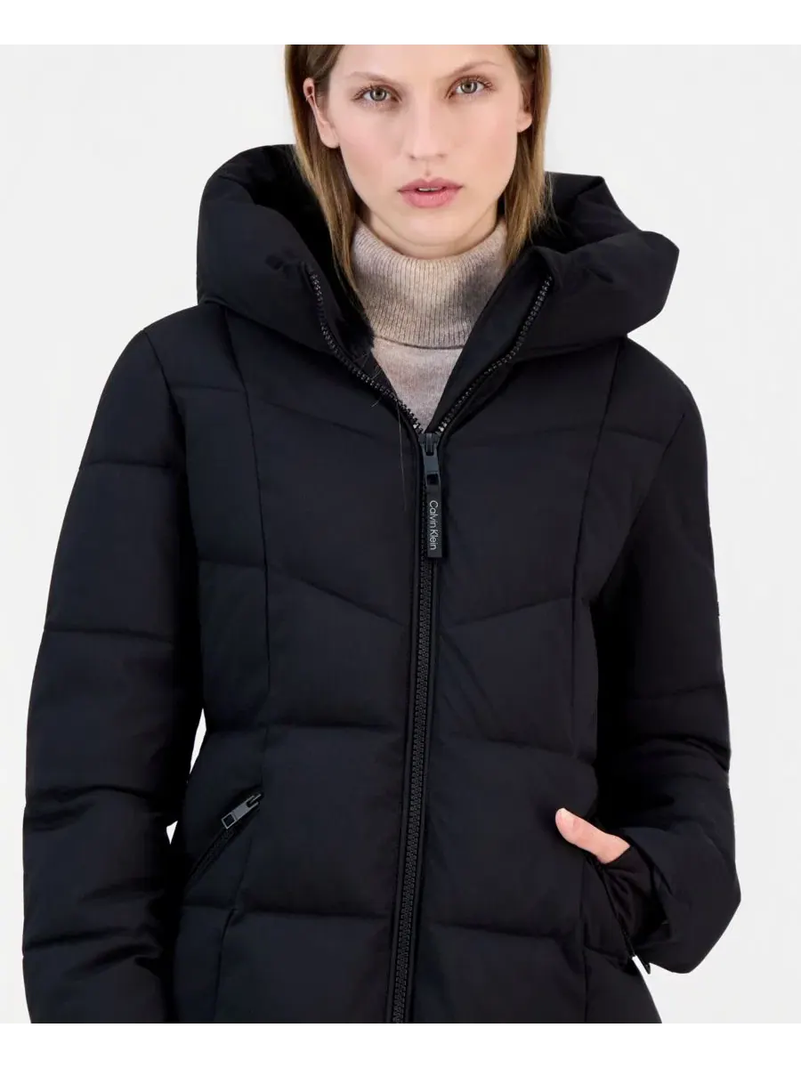 Пуховик с капюшоном и молнией Calvin Klein — изображение 3 из 3, черный