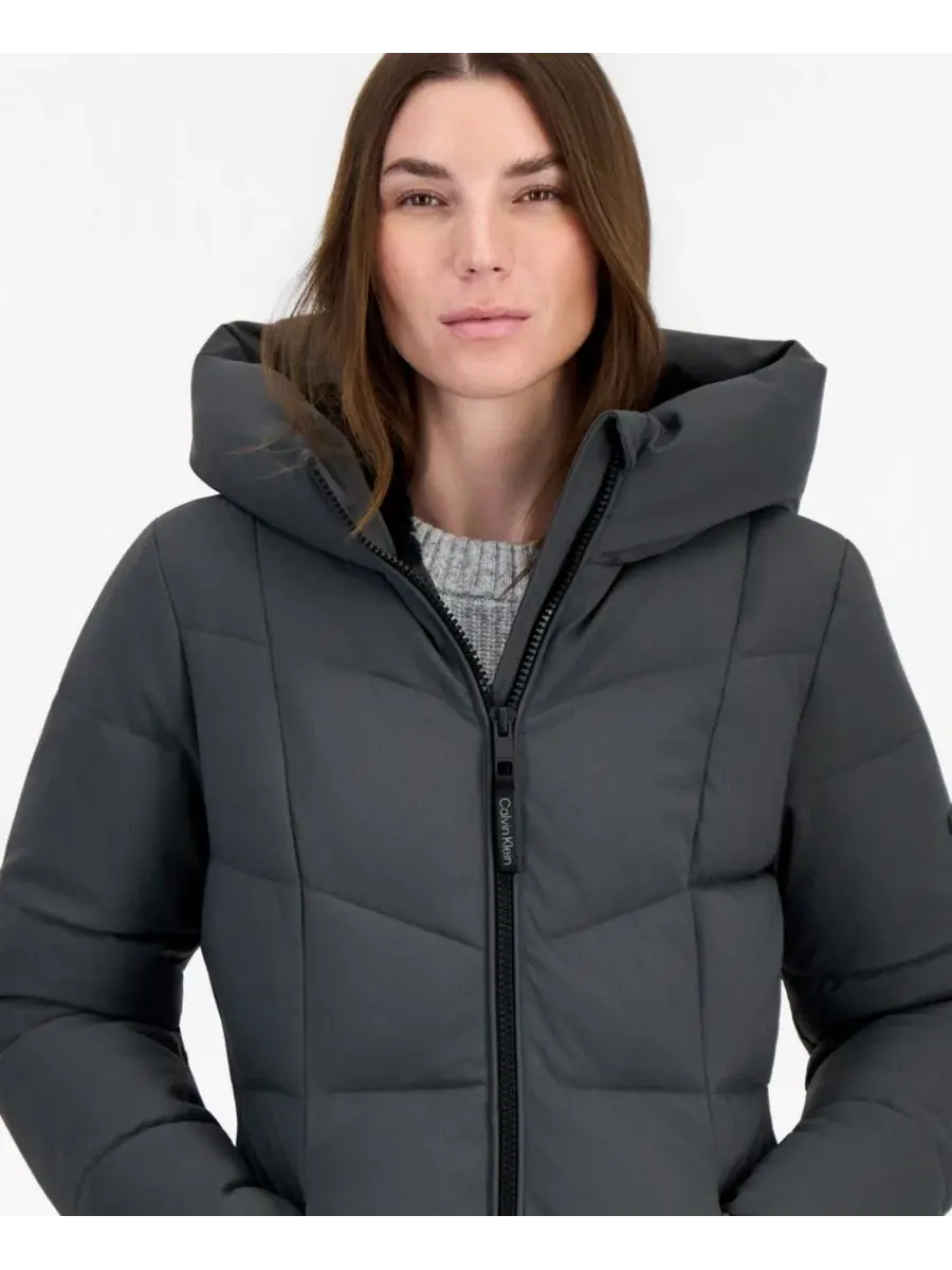 Пуховик с капюшоном и молнией Calvin Klein, Volcanic Ash — изображение 3 из 3