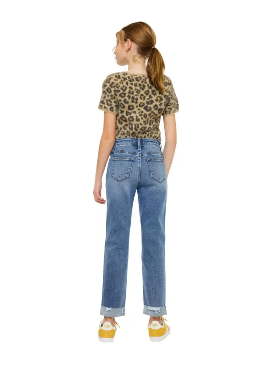 Джинсы прямого кроя с завышенной талией Kate High Rise Slim Straight KanCan — изображение 2 из 7, средняя отмывка