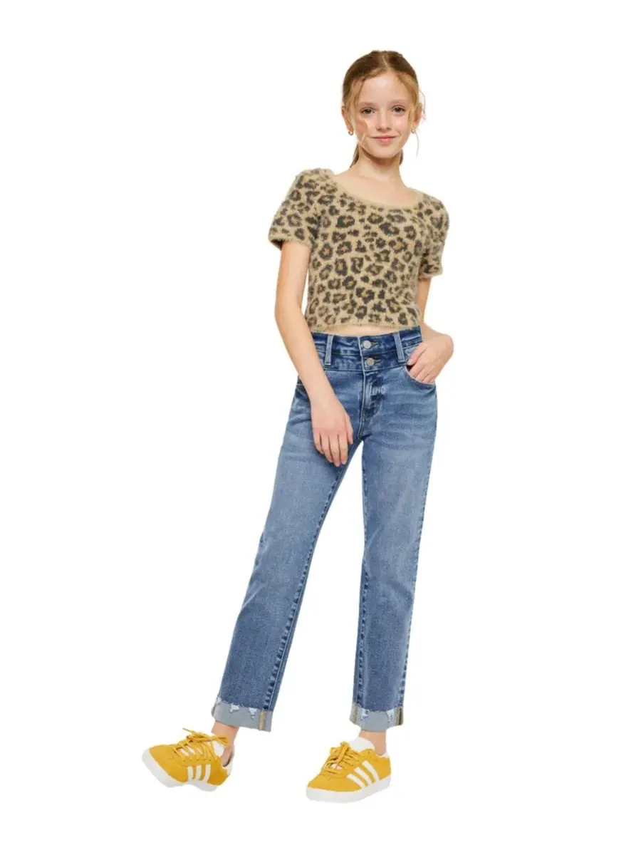 Джинсы прямого кроя с завышенной талией Kate High Rise Slim Straight KanCan — изображение 3 из 7, средняя отмывка