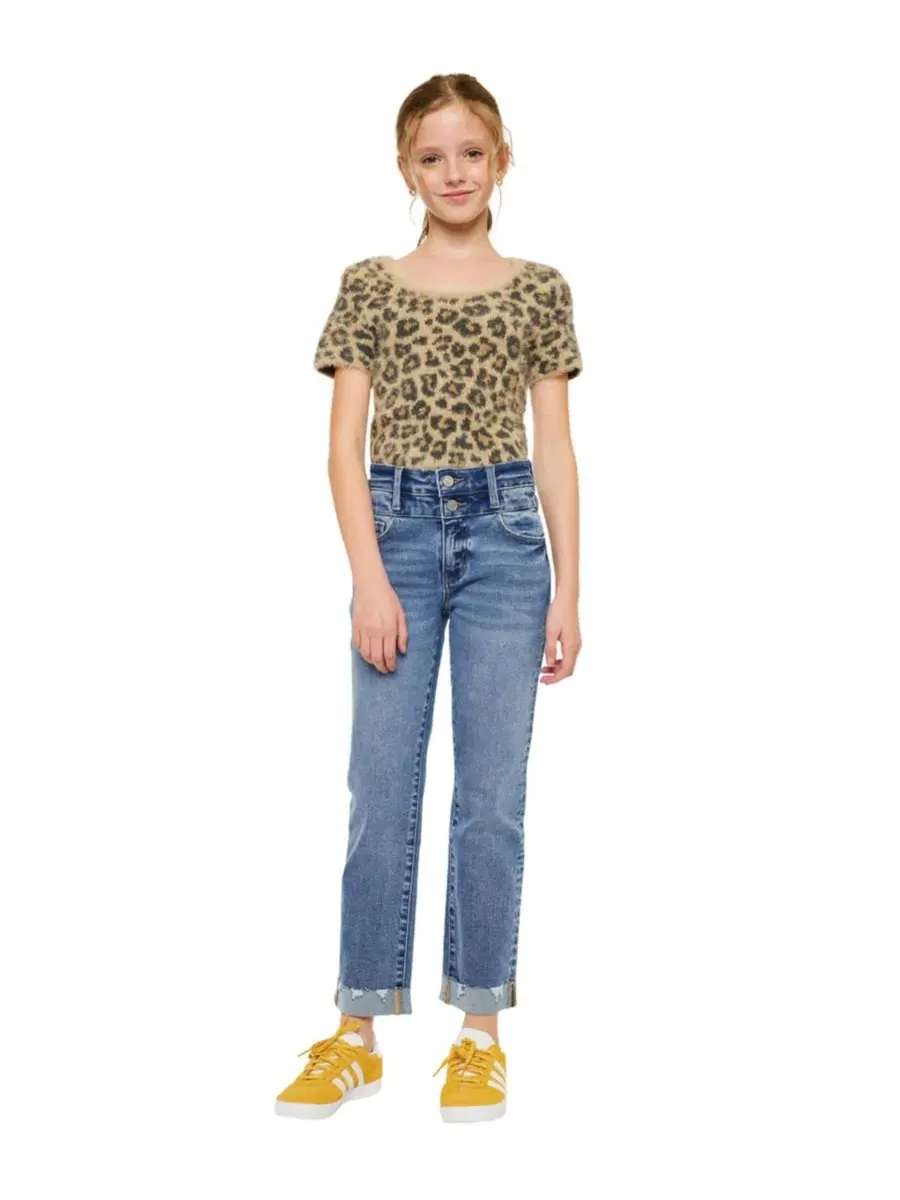Джинсы прямого кроя с завышенной талией Kate High Rise Slim Straight KanCan — изображение 4 из 7, средняя отмывка