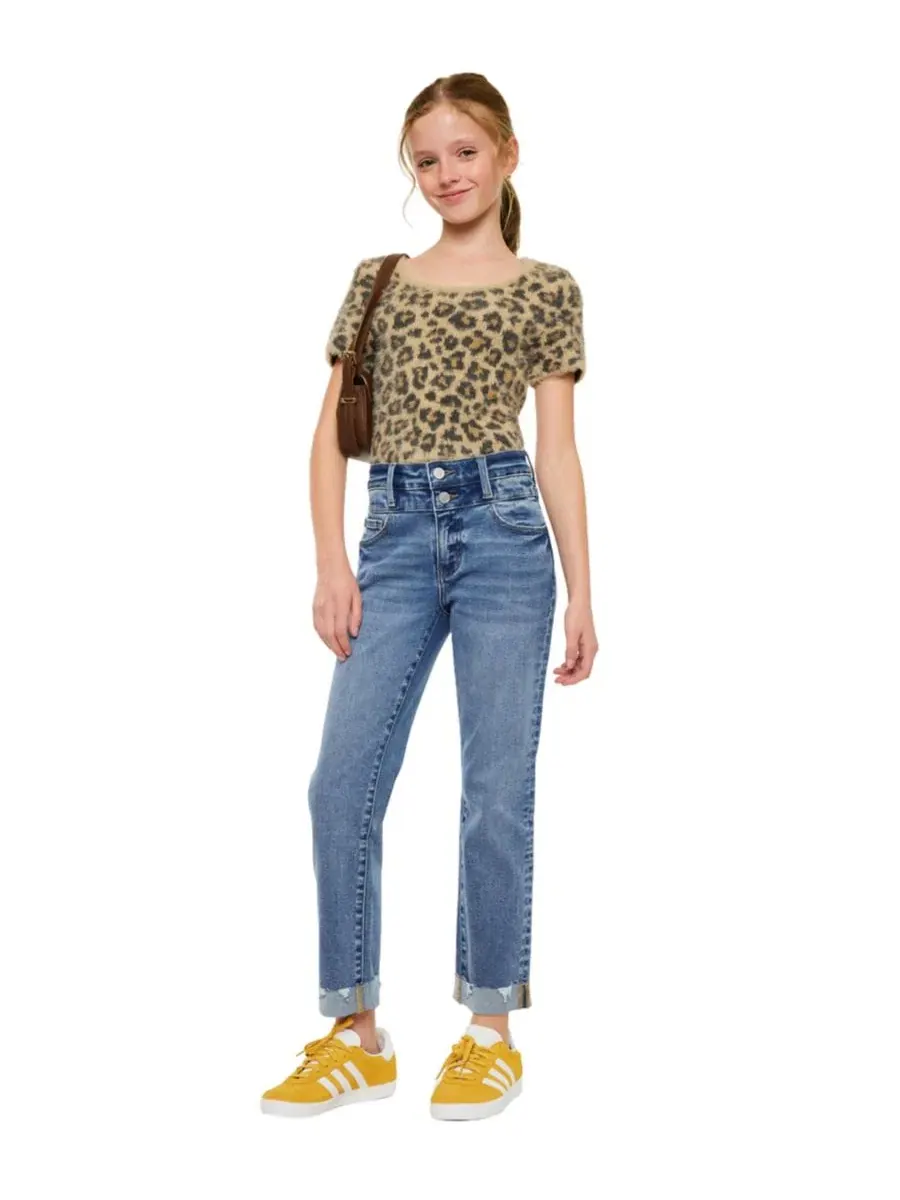 Джинсы прямого кроя с завышенной талией Kate High Rise Slim Straight KanCan — изображение 5 из 7, средняя отмывка
