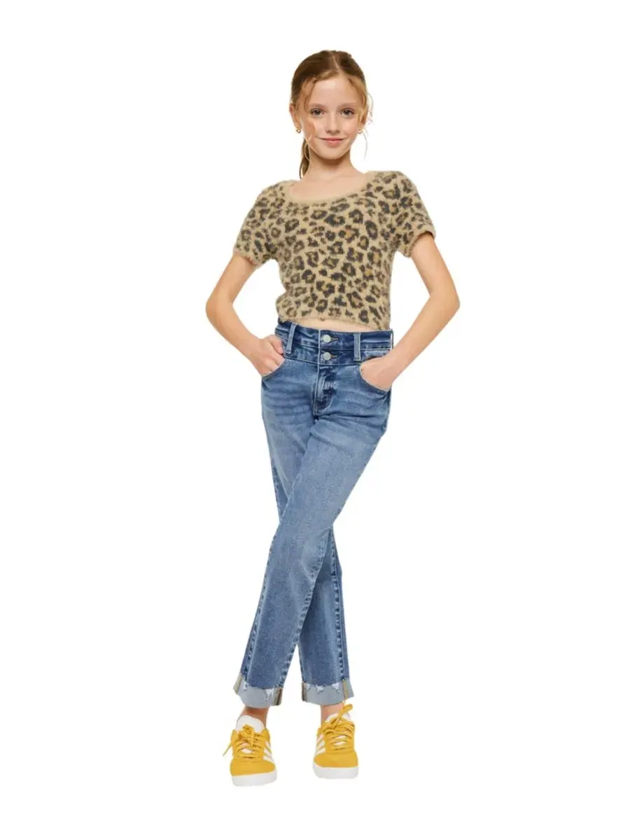 Джинсы прямого кроя с завышенной талией Kate High Rise Slim Straight KanCan — изображение 6 из 7, средняя отмывка