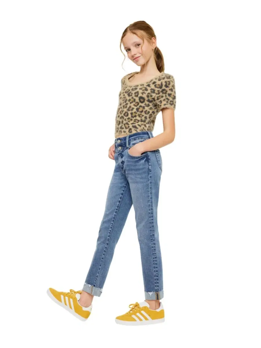 Джинсы прямого кроя с завышенной талией Kate High Rise Slim Straight KanCan — изображение 7 из 7, средняя отмывка