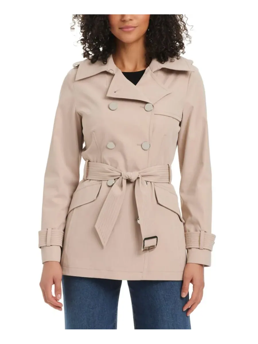 Женский короткий водостойкий двубортный тренч Kate spade new york, Soft Taupe