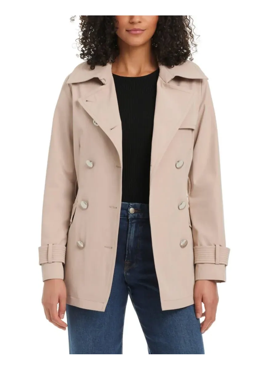 Женский короткий водостойкий двубортный тренч Kate spade new york, Soft Taupe — изображение 3 из 4