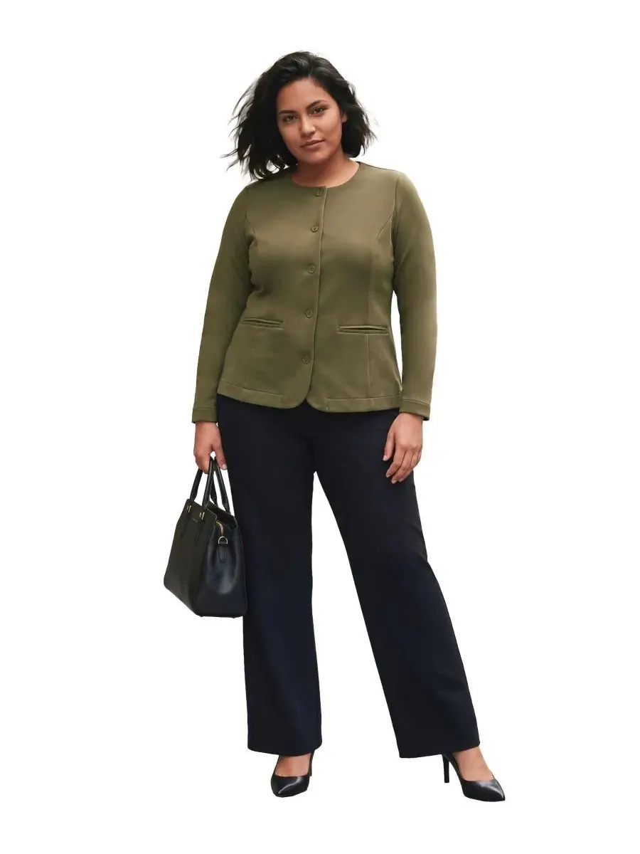 Блейзер из понте с вырезом-лодочкой, на пуговицах, Plus Size AVENUE
