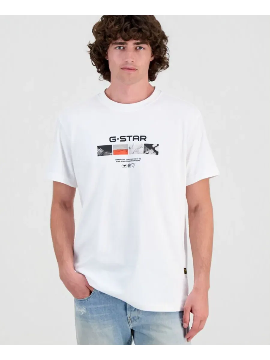 Футболка с многоцветным принтом G-Star Raw — белый