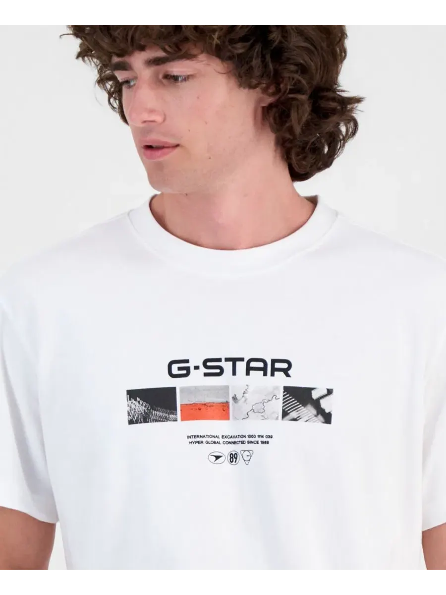 Футболка с многоцветным принтом G-Star Raw — изображение 3 из 4, белый