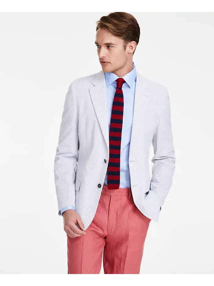 Мужской спортивный пиджак Modern-Fit из ткани в полоску Nautica — изображение 1 из 5, серый