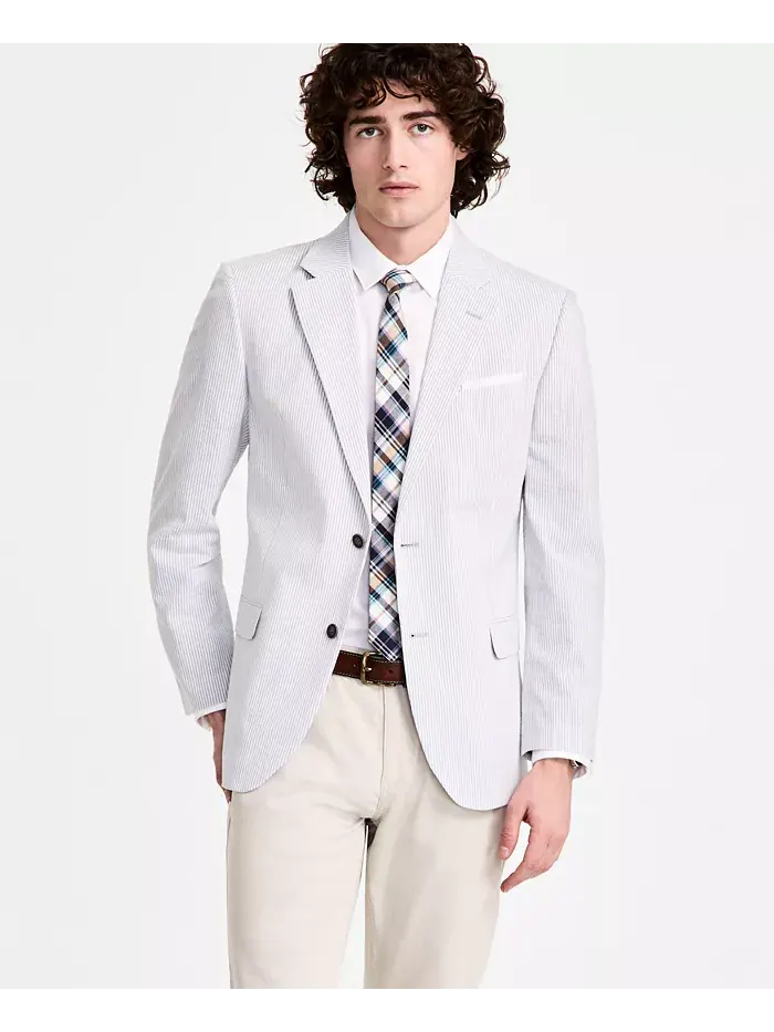 Мужской спортивный пиджак Modern-Fit из ткани в полоску Nautica — изображение 2 из 5, серый