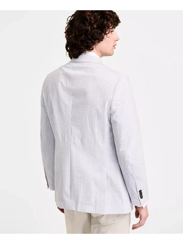 Мужской спортивный пиджак Modern-Fit из ткани в полоску Nautica — изображение 3 из 5, серый