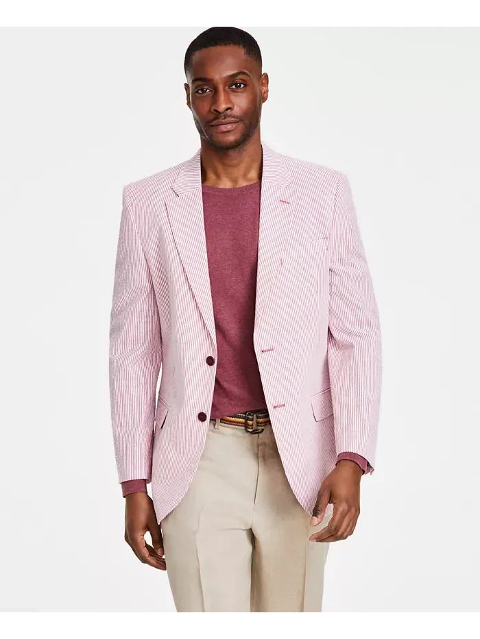Мужской спортивный пиджак Modern-Fit из ткани в полоску Nautica — изображение 1 из 1, красный