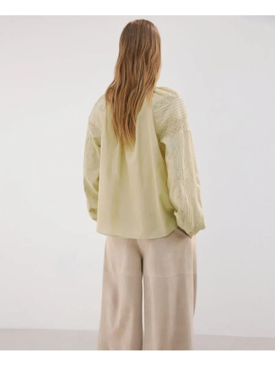 Женская вышитая ажурная блузка Mango — изображение 4 из 5, зеленый
