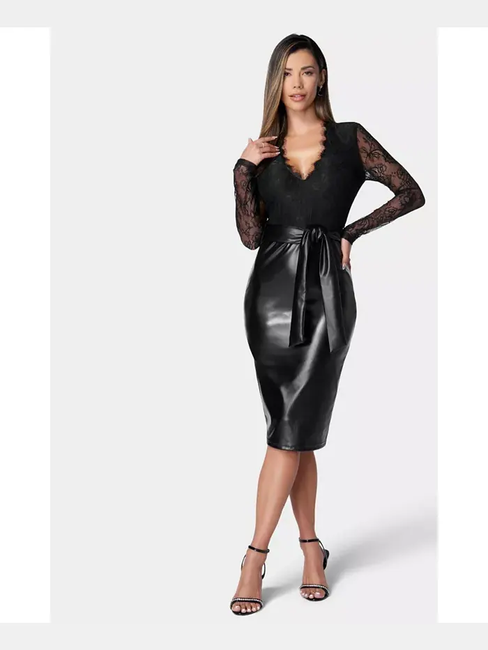 Женское платье-юбка из искусственной кожи Bebe
