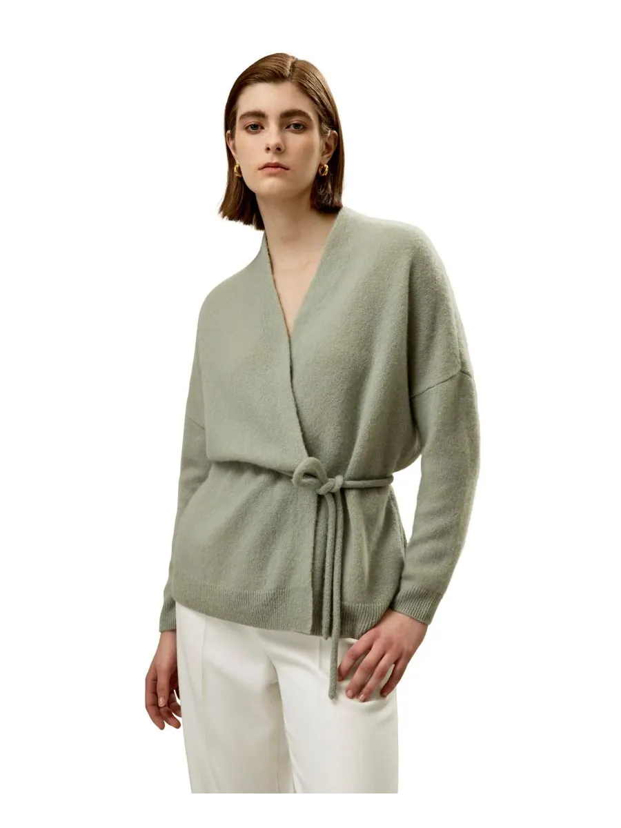 Женский домашний кардиган из шерстяной вязки LILYSILK, Pale turquoise