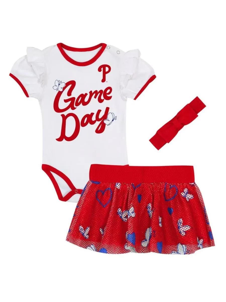Комплект боди с юбкой и повязкой на голову Philadelphia Phillies Outerstuff