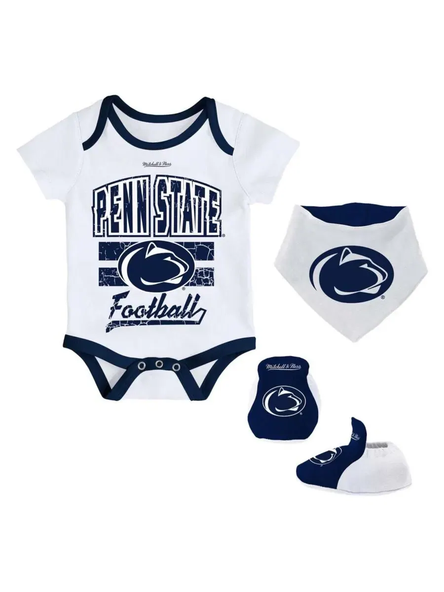 Комплект из 3 предметов: боди, слюнявчик и пинетки Penn State Nittany Lions Mitchell & Ness
