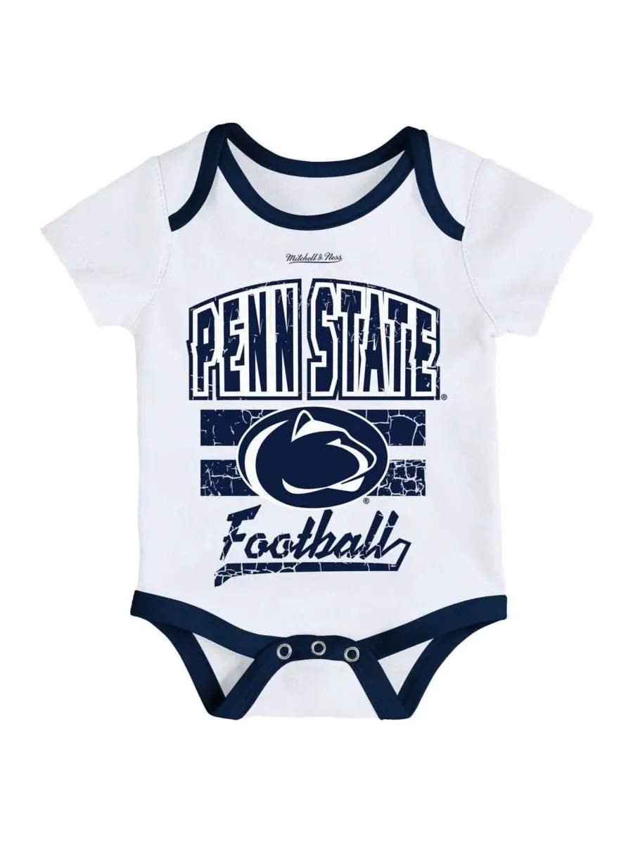Комплект из 3 предметов: боди, слюнявчик и пинетки Penn State Nittany Lions Mitchell & Ness — изображение 4 из 4, белый