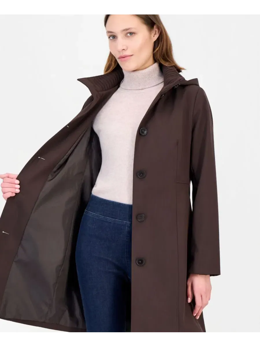Женский плащ с капюшоном и воротником-стойкой Calvin Klein — изображение 4 из 5, черный