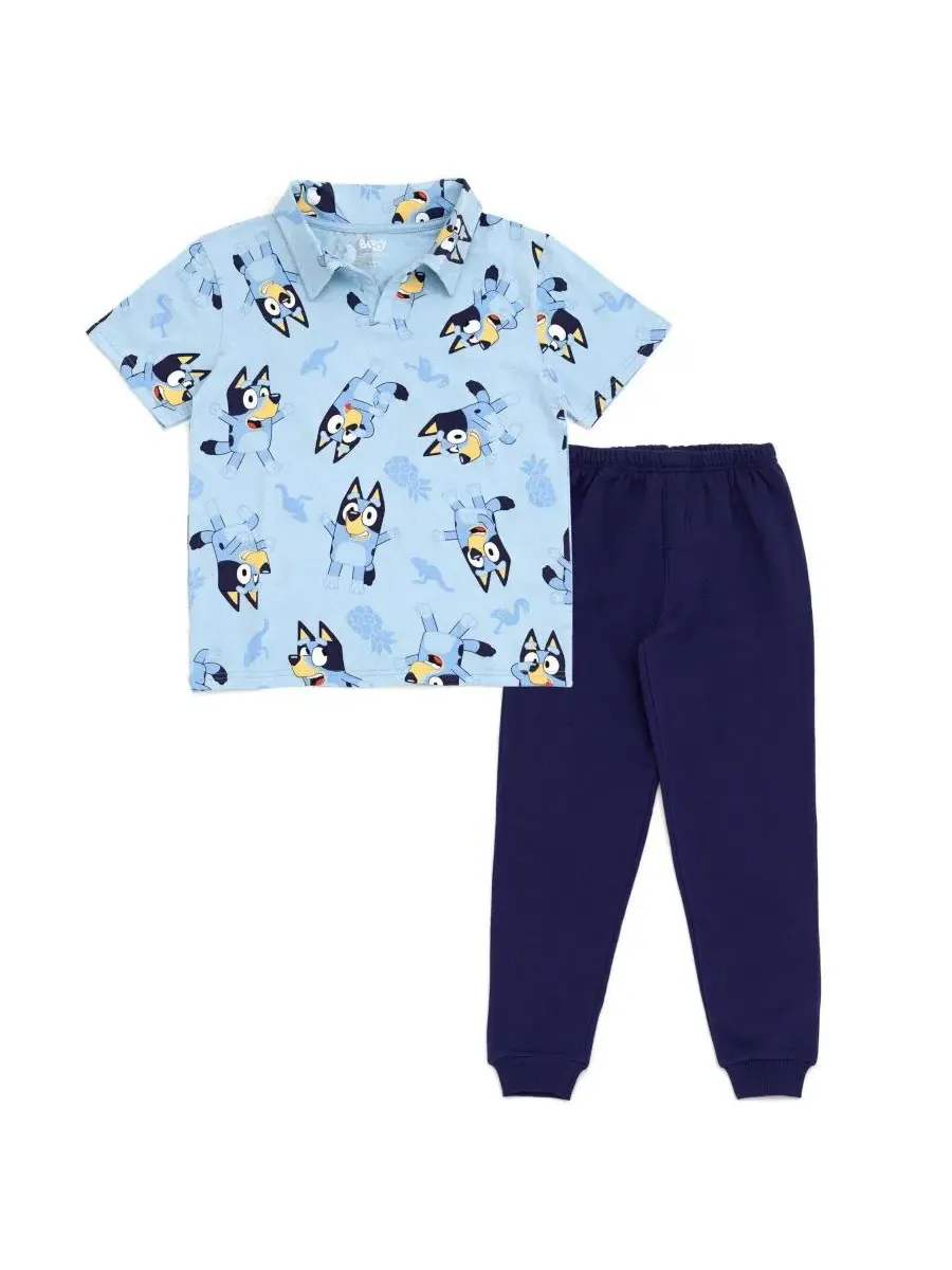 Комплект из поло и брюк с принтом Bluey Bluey Bluey Blue Navy
