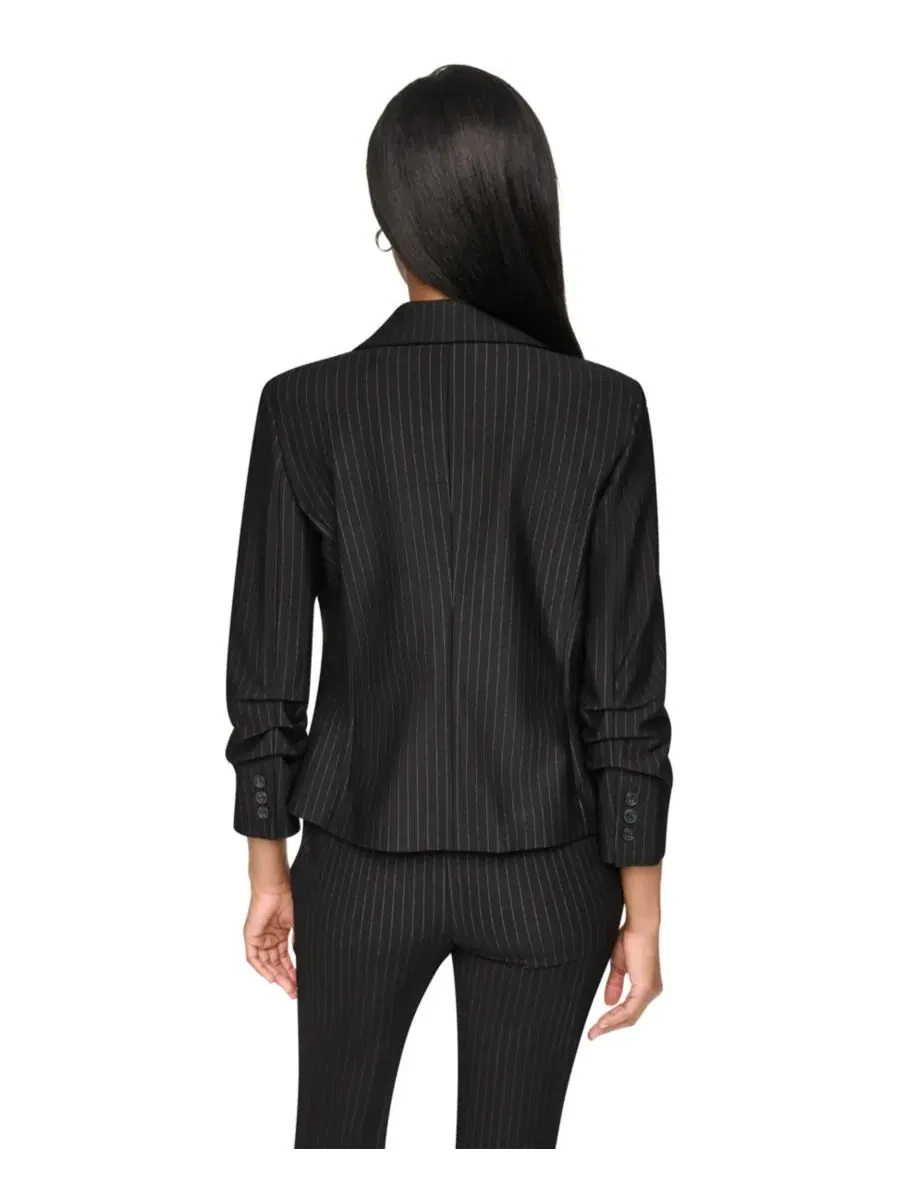 Жакет однобортный с лацканами Petite One-Button Notch-Collar Blazer DKNY — изображение 4 из 8, черный