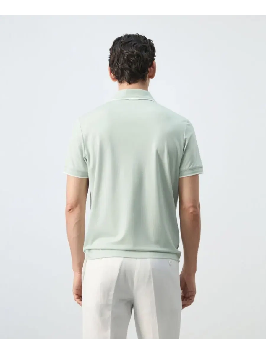 Мужское поло с воротником-гольф, Slim Fit MANGO — изображение 2 из 3, зеленый