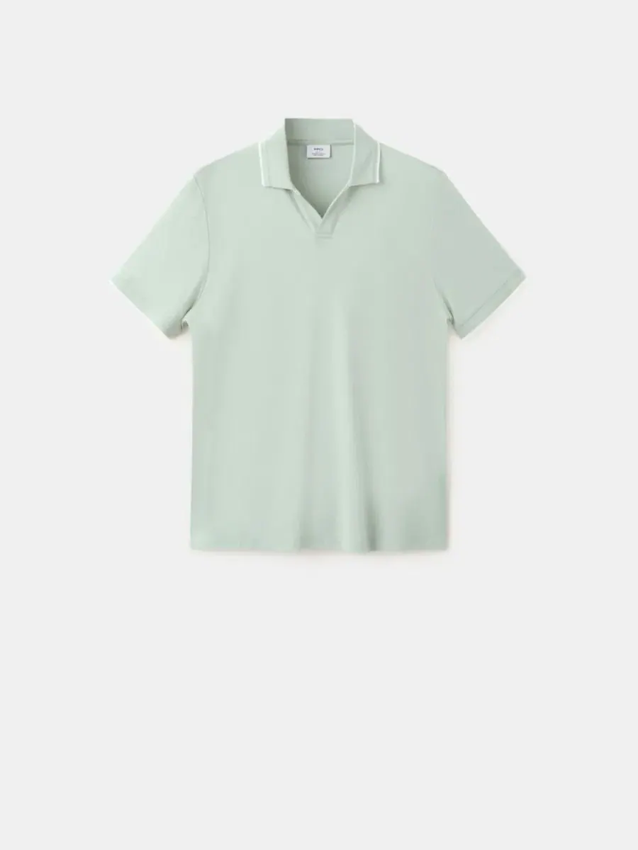 Мужское поло с воротником-гольф, Slim Fit MANGO — изображение 3 из 3, зеленый