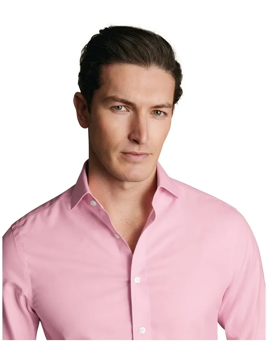 Рубашка с отложным воротником с длинным рукавом, slim fit Charles Tyrwhitt — изображение 2 из 6, светлый розовый