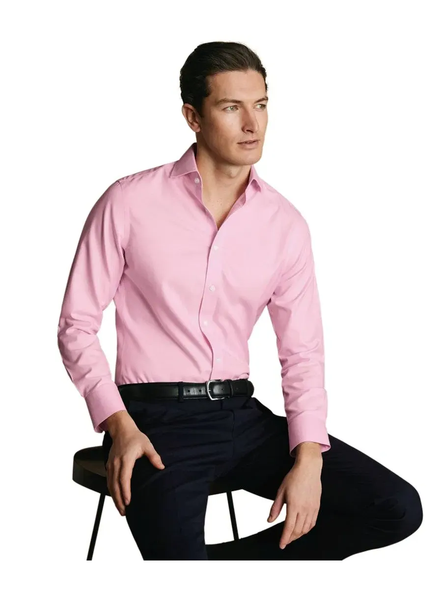 Рубашка с отложным воротником с длинным рукавом, slim fit Charles Tyrwhitt — изображение 3 из 6, светлый розовый