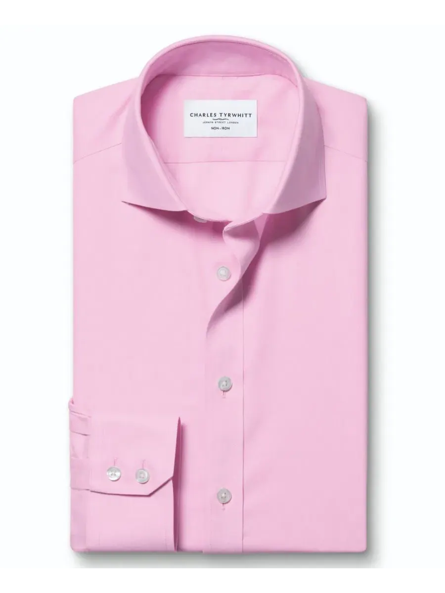 Рубашка с отложным воротником с длинным рукавом, slim fit Charles Tyrwhitt — изображение 6 из 6, светлый розовый