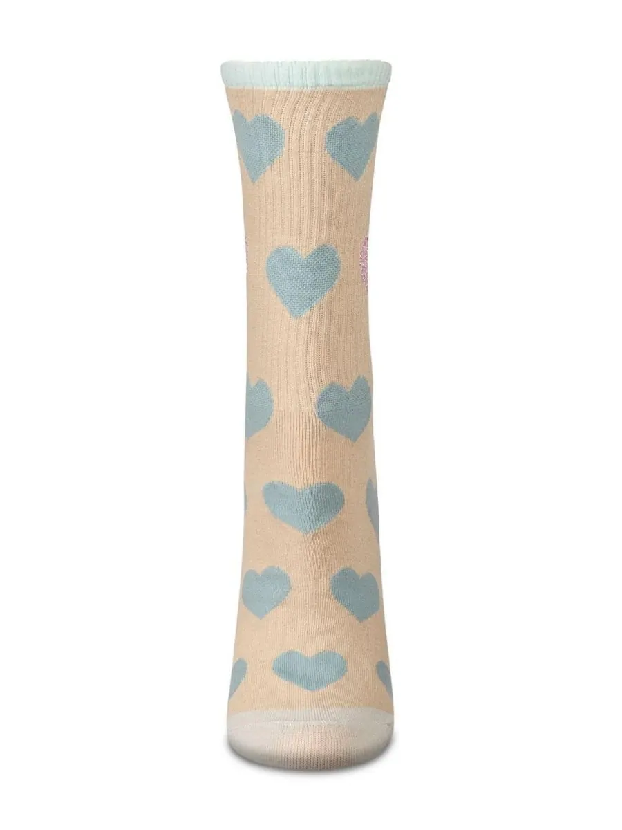 Женские носки Radiate Love Glitter Heart Crew Socks MeMoi — изображение 3 из 3, цементный