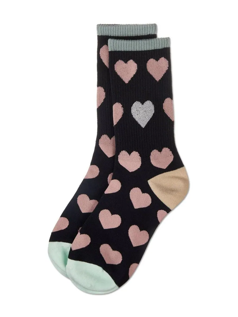 Женские носки Radiate Love Glitter Heart Crew Socks MeMoi — изображение 2 из 3, темно-синий